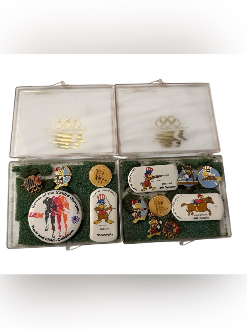 1984 Los Angeles Olympics LA84 Pin Lot w/ Display Cases – Sam the Olympic Eagle